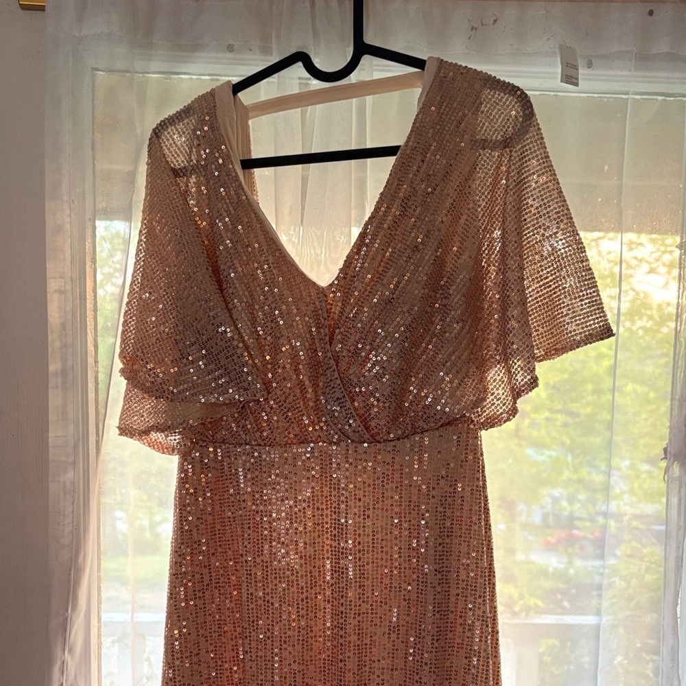 Champagne Sequin Floor-Length Bridesmaid Dress